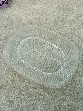 Clear Textured Glass Serving Platter - White/Clear